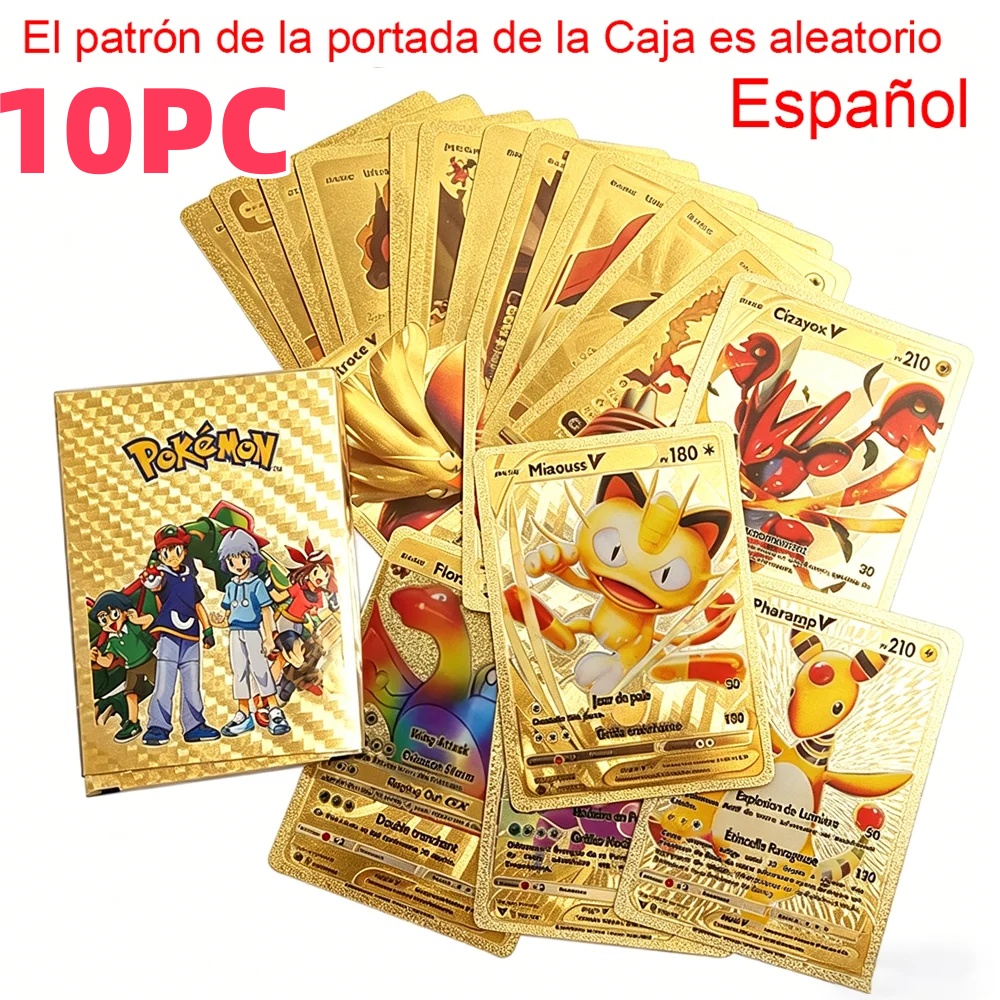 5/10PCS 포켓몬 카드 Vmax GX 골드 포일 플 - Party Games In Spanish 리뷰 및 가격